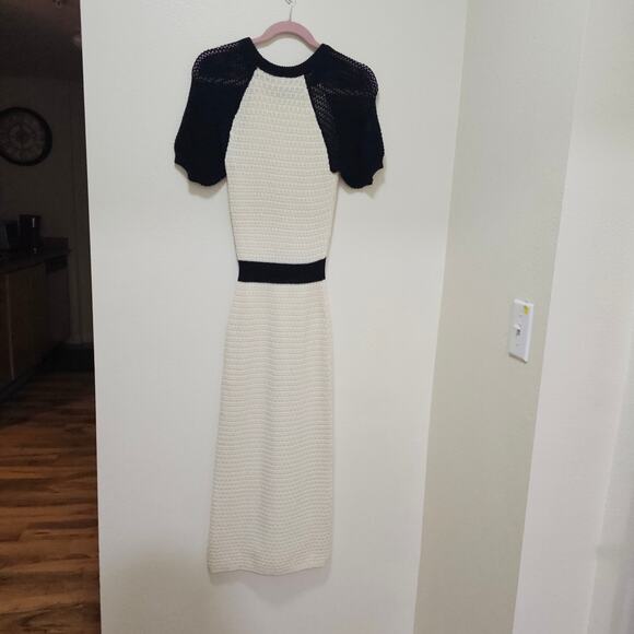 Daily Practice XS Knit Cream n Black midi/long Dress. Bodycon. Sexy. Classy Rare - Picture 10 of 16